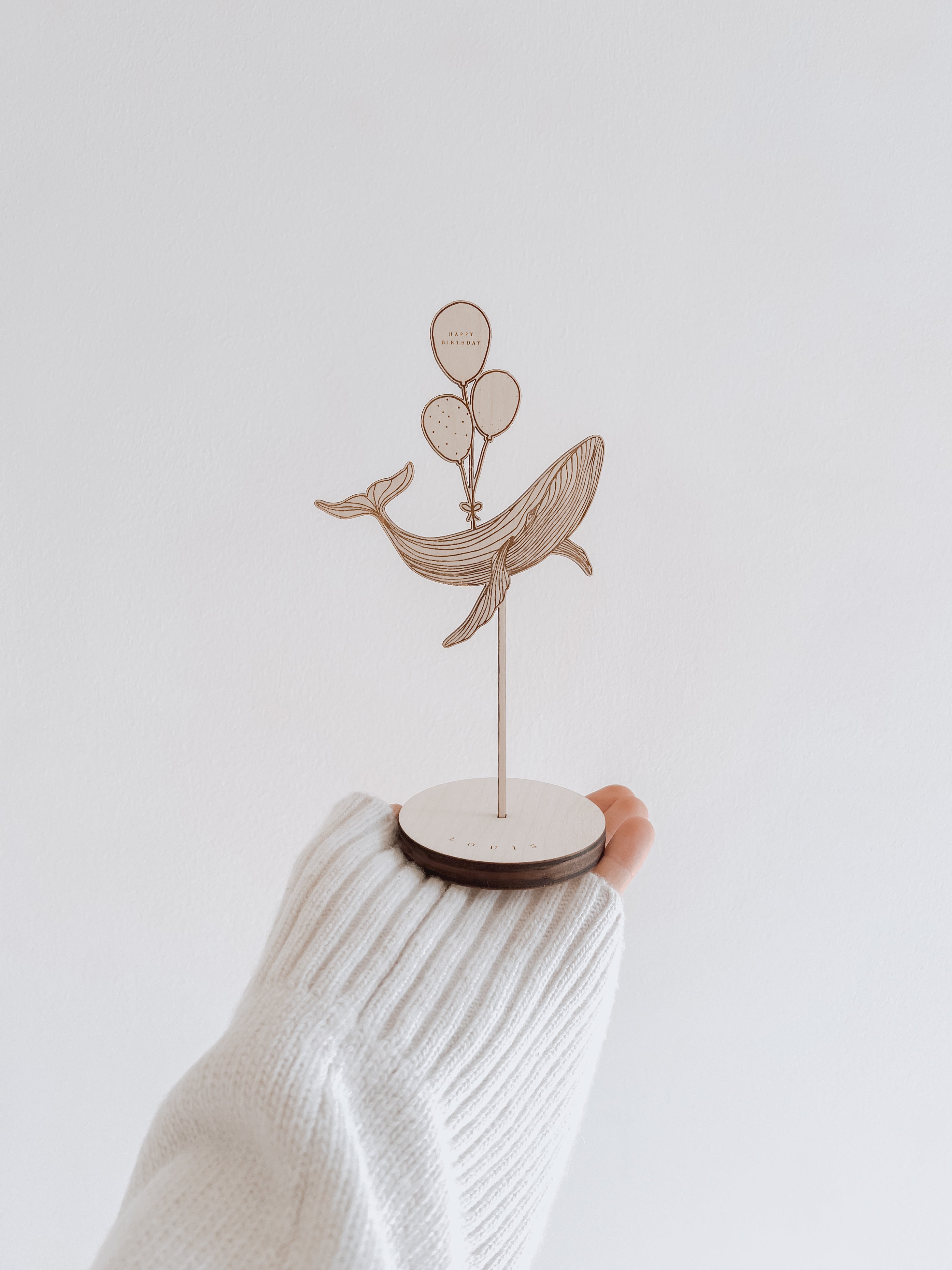 Caketopper aus Holz - Wal