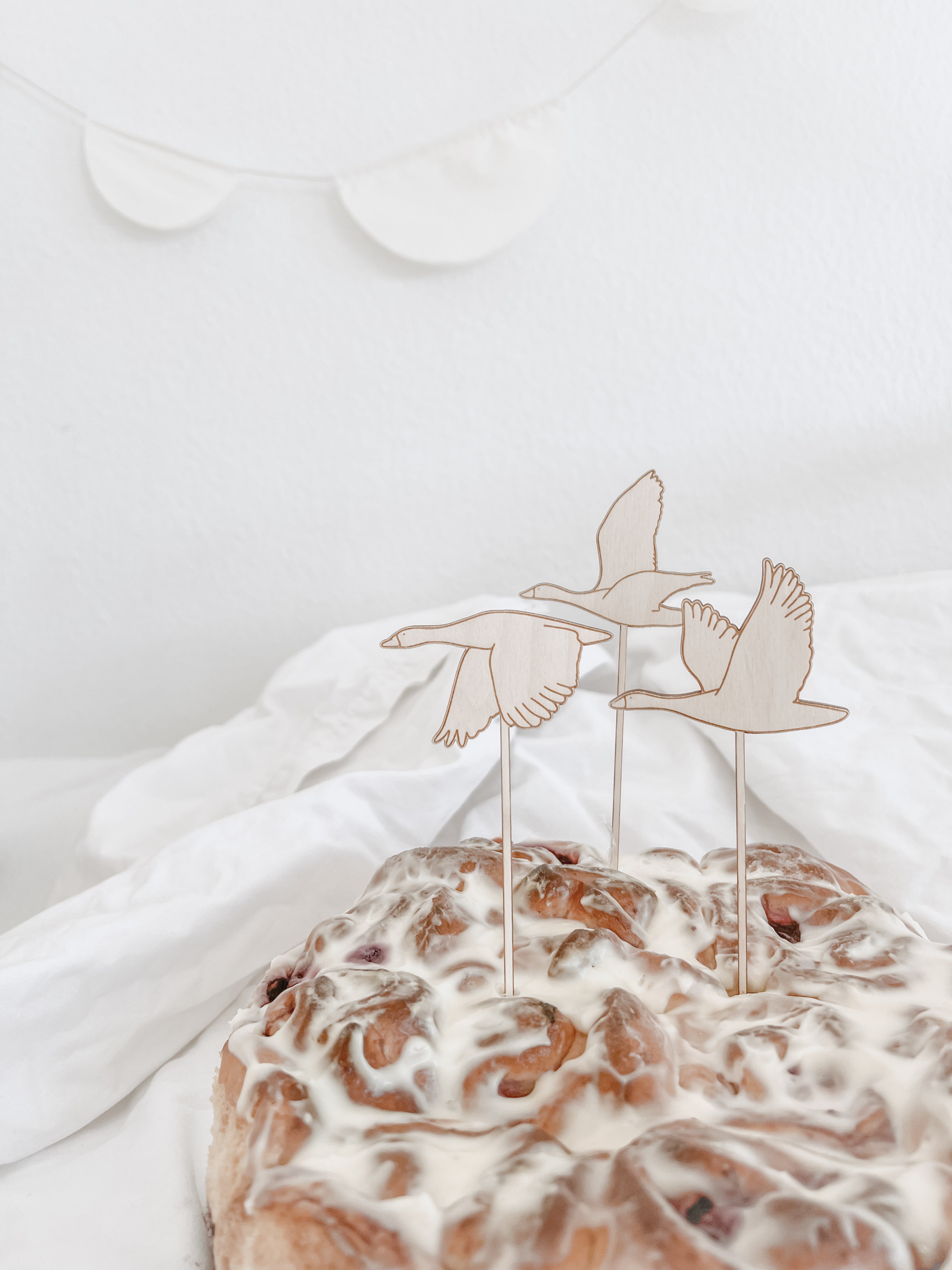 Caketopper 3er Set aus Holz - Gänse