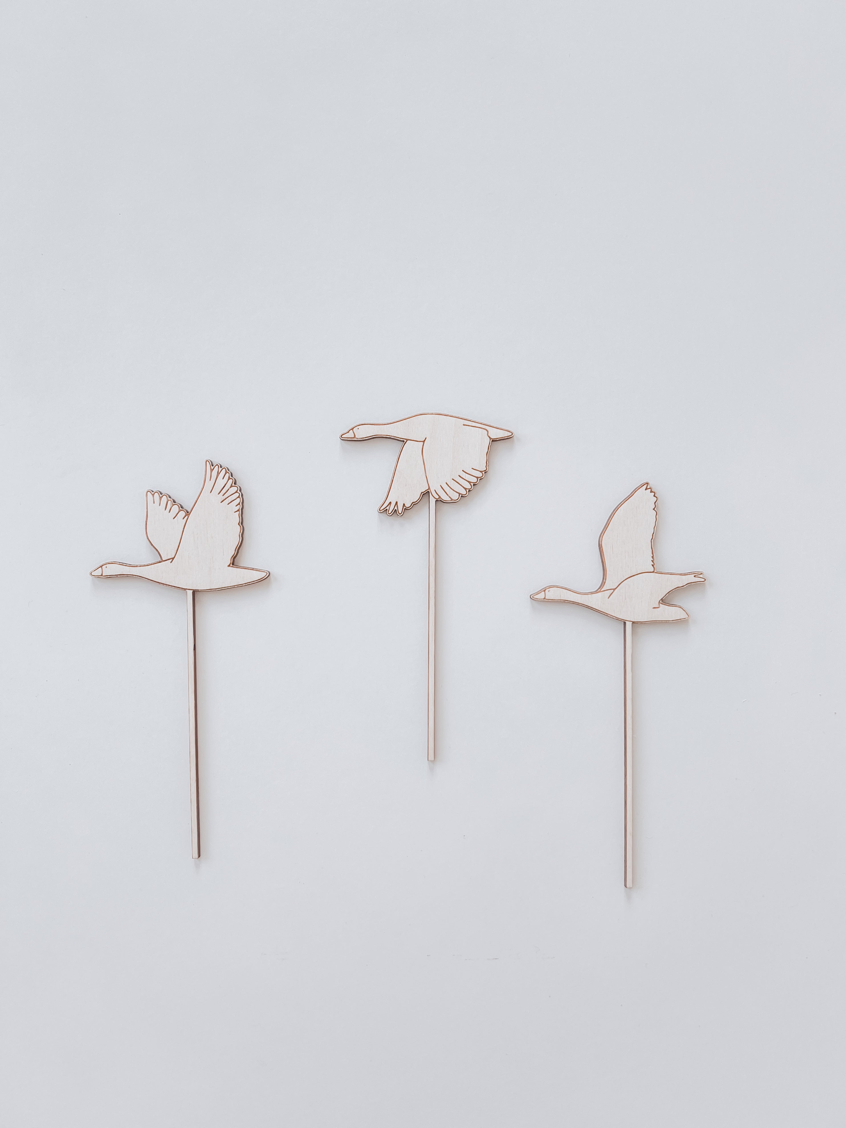 Caketopper 3er Set aus Holz - Gänse