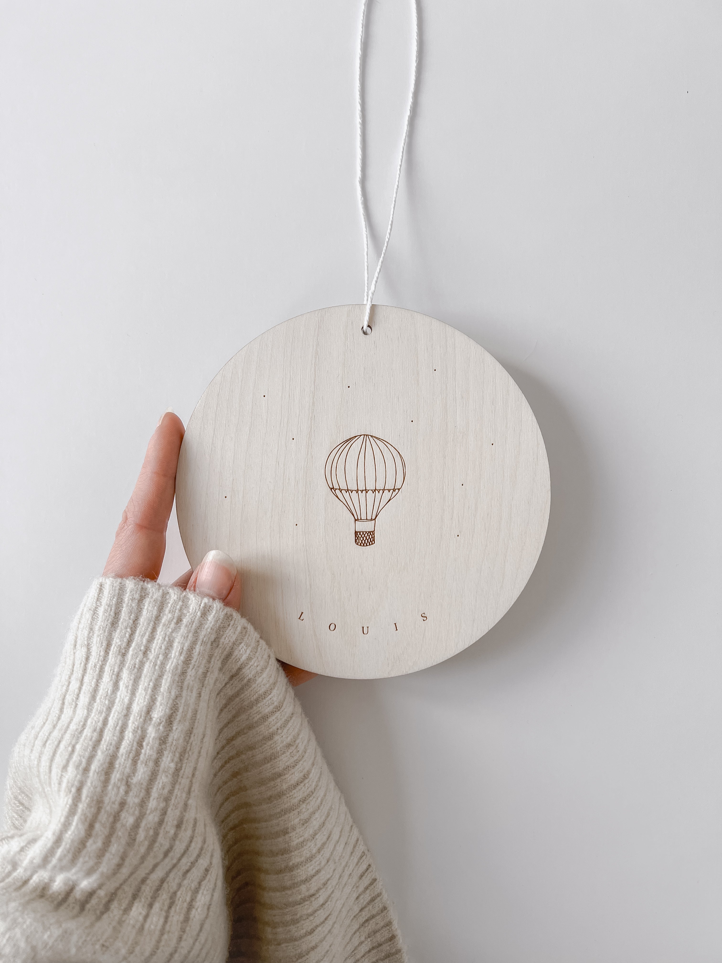 Namensschild personalisiert mit Name - Heißluftballon