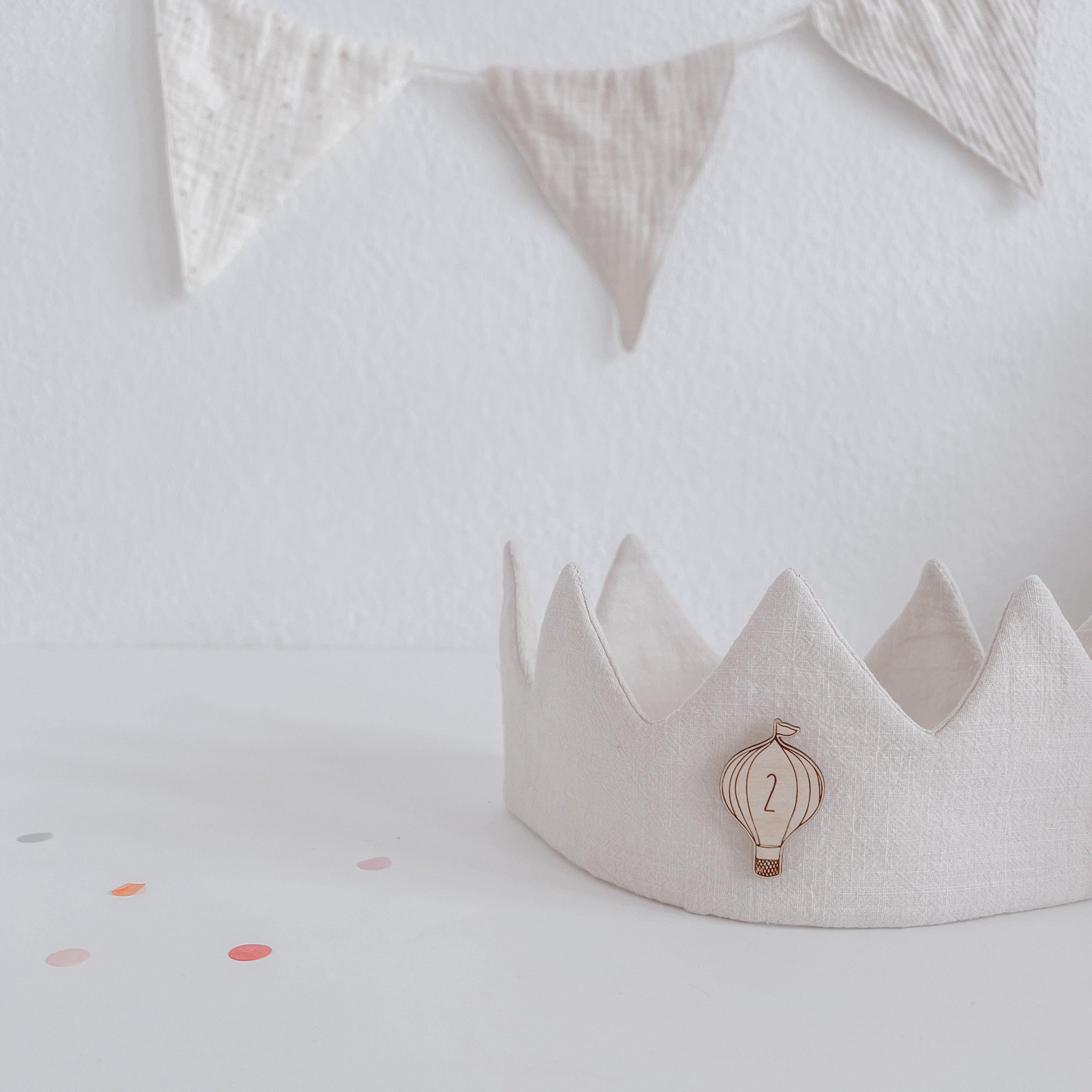 Holz Button für Geburtstagskrone - "Heißluftballon"