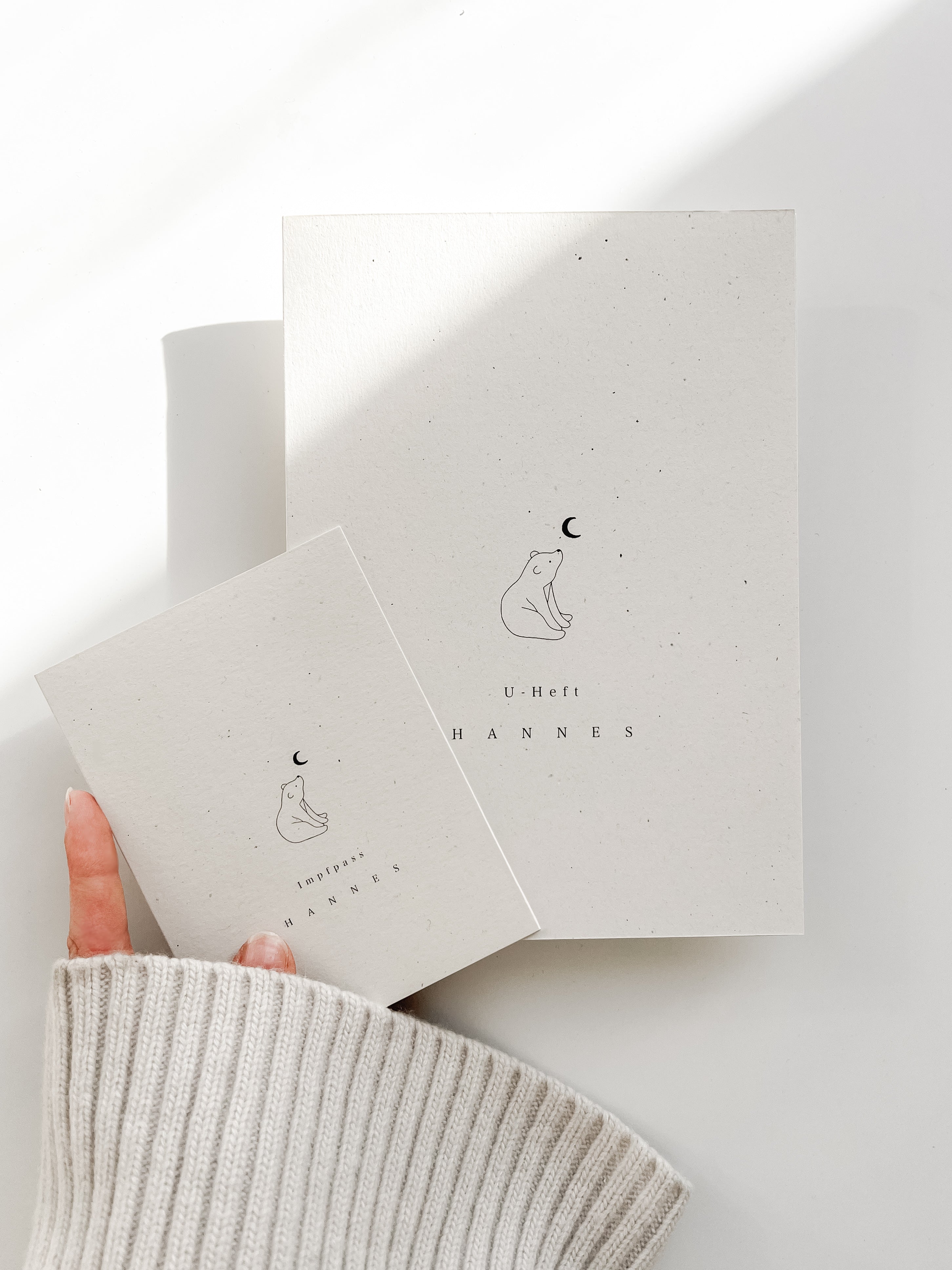 Personalisierte U- Heft und Impfpasshülle - kleiner Bär