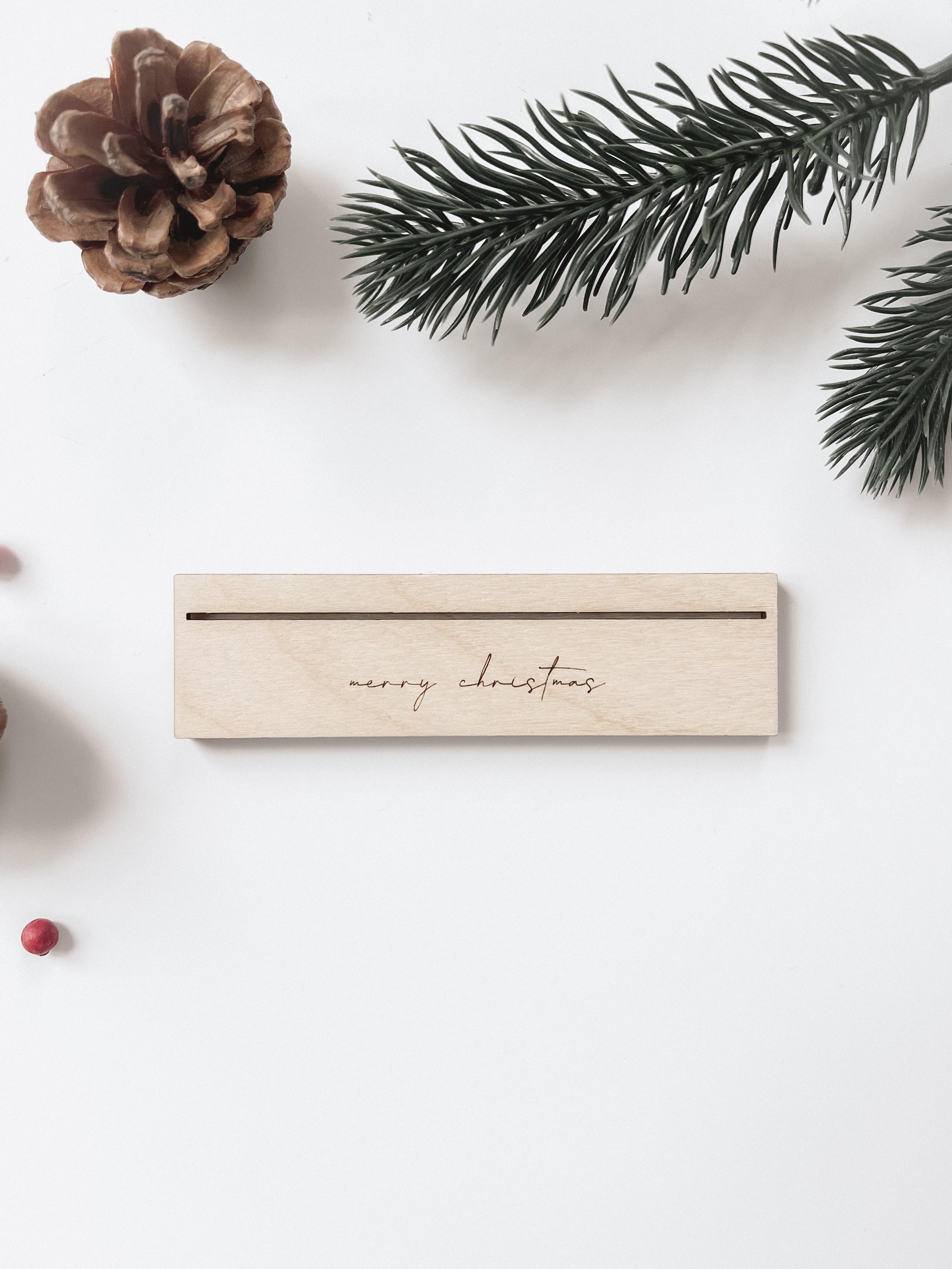 Weihnachts- Kartenhalter aus Holz - merry christmas