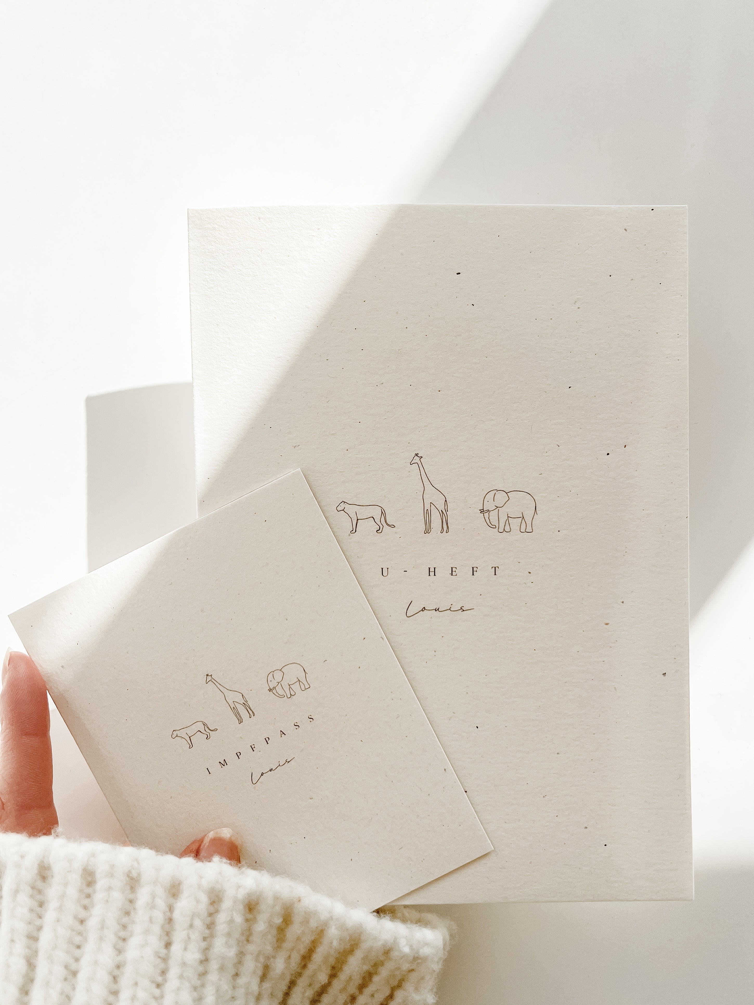 Personalisierte U- Heft und Impfpasshülle - Safaritiere
