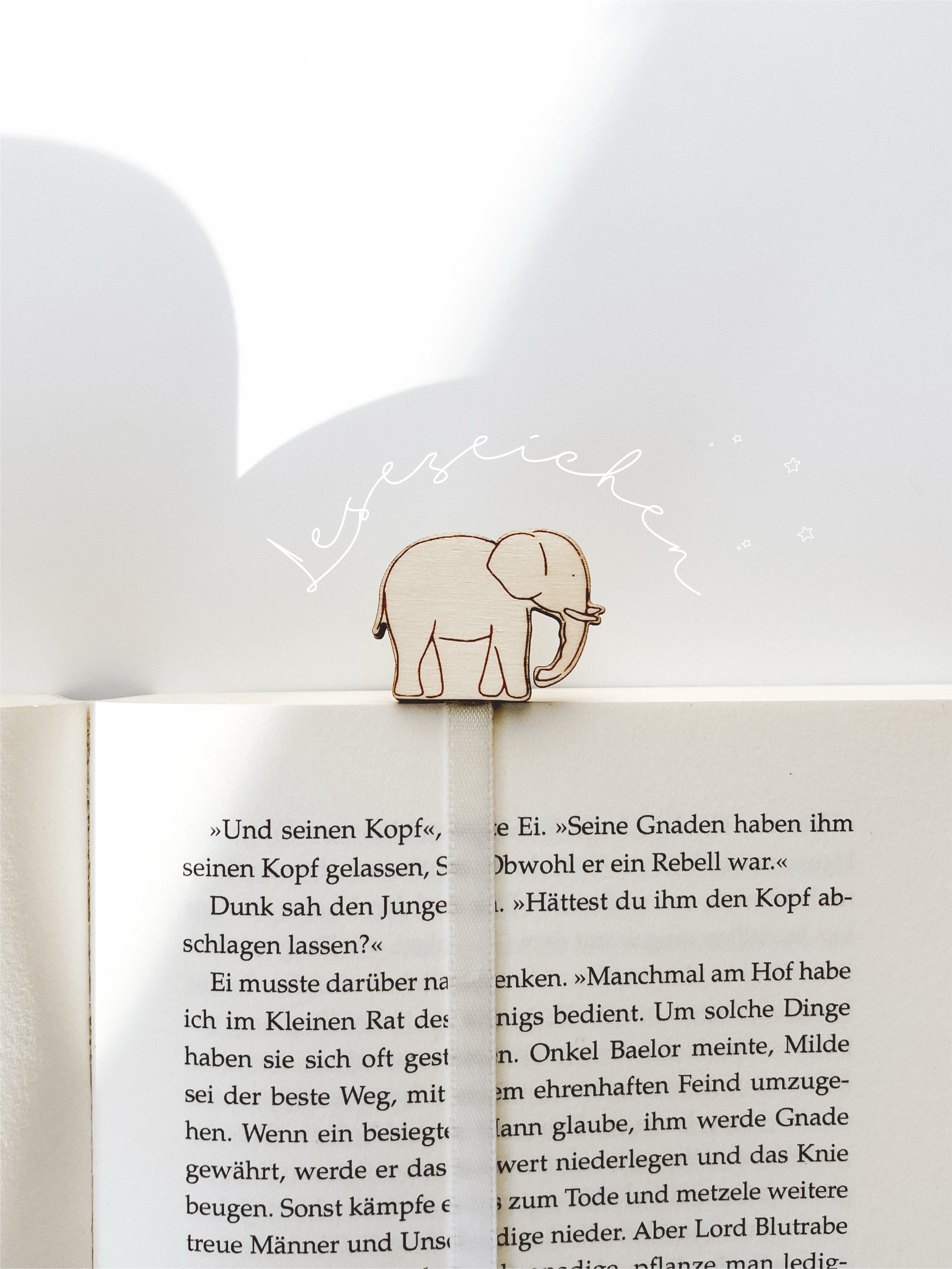 Lesezeichen Holz - kleiner Elefant