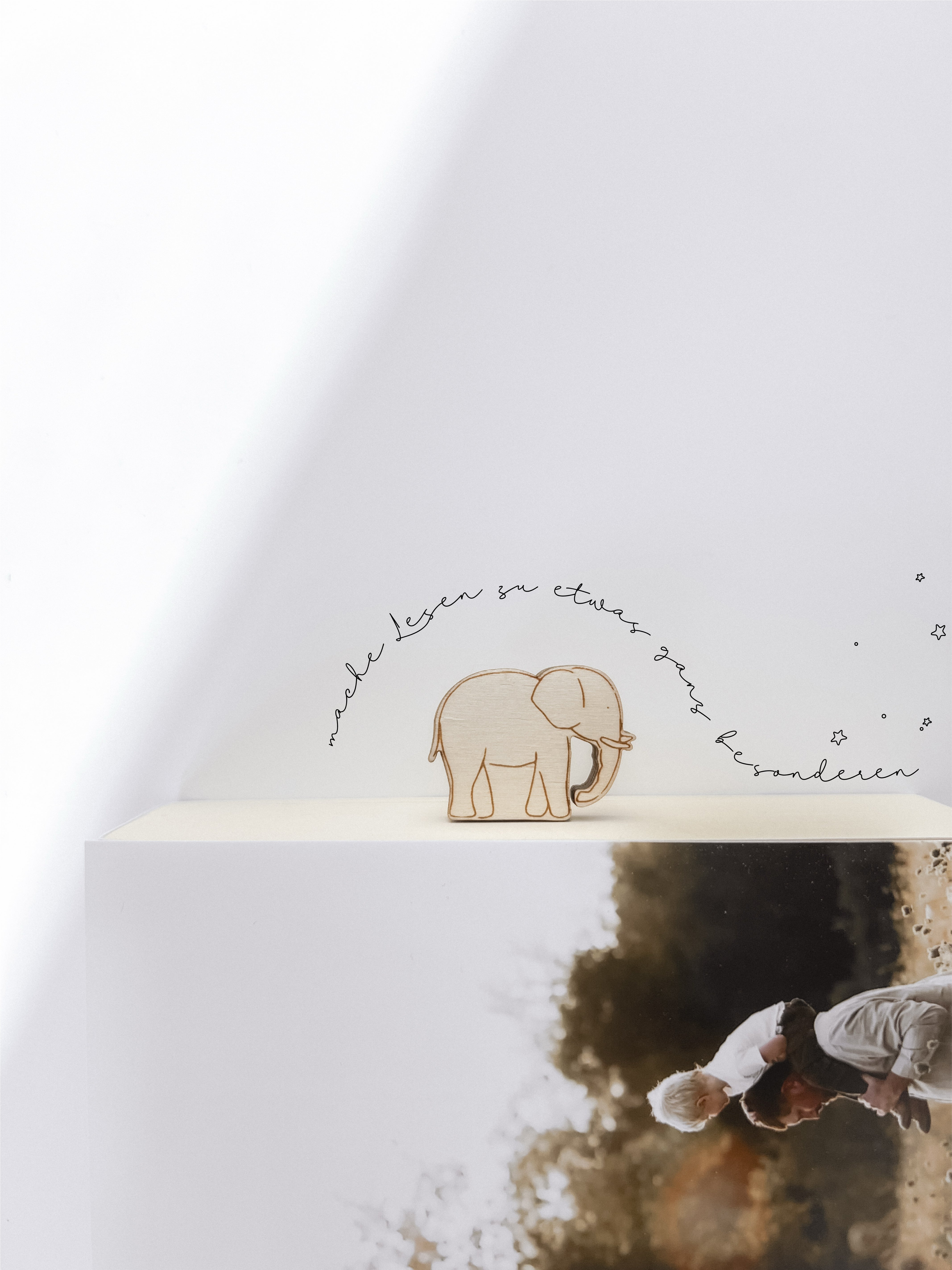 Lesezeichen Holz - kleiner Elefant