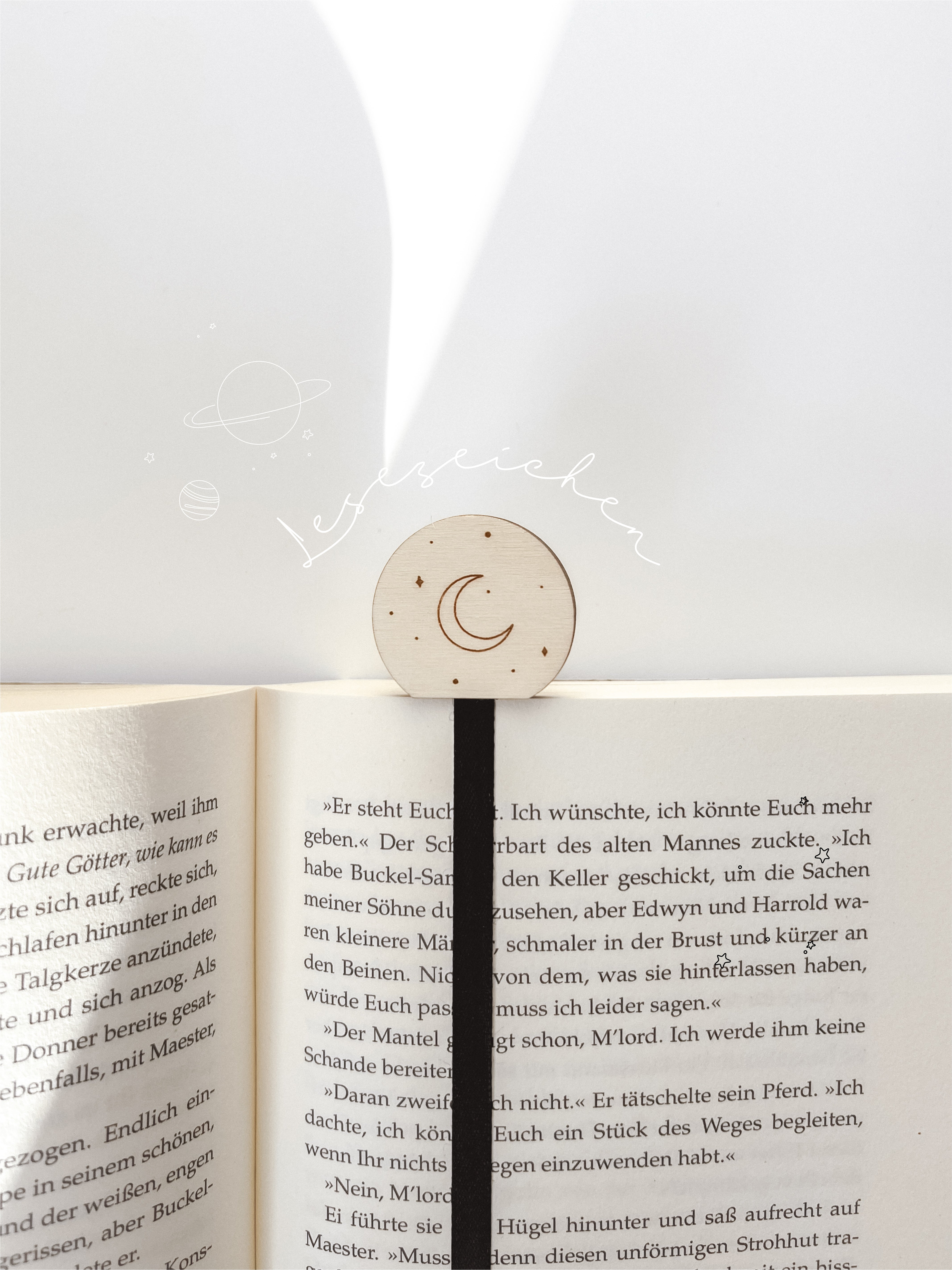 Lesezeichen Holz - kleiner Mond
