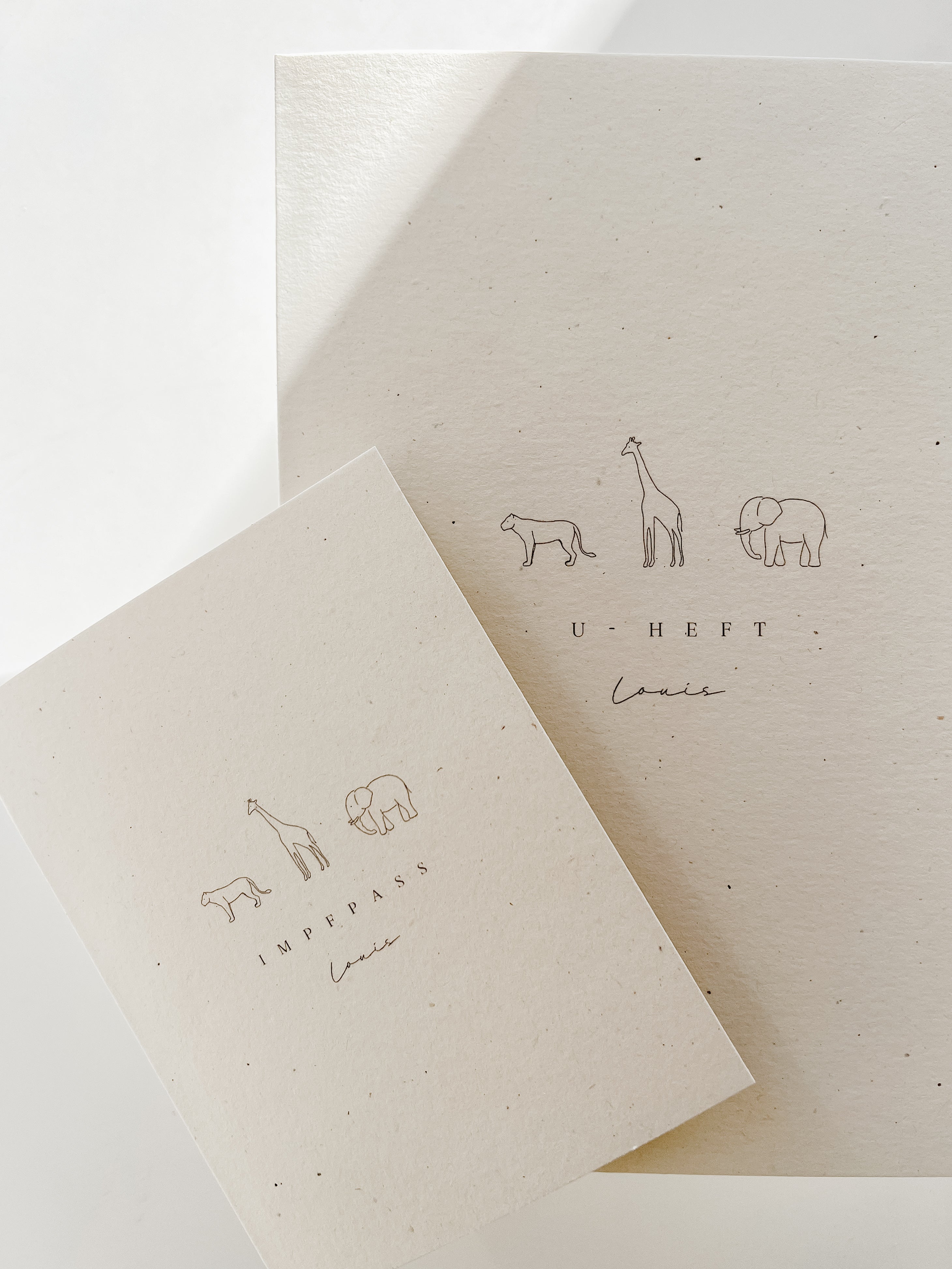 Personalisierte U- Heft und Impfpasshülle - Safaritiere